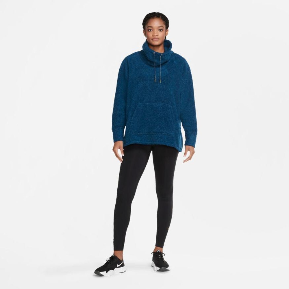NIKE Fleece Cozy Funnel Cowl Neck Sweatshirt Blue Oversized Pocket Sweater XS - Picture 16 of 16